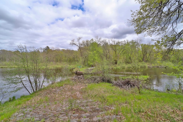 water view with a wooded view