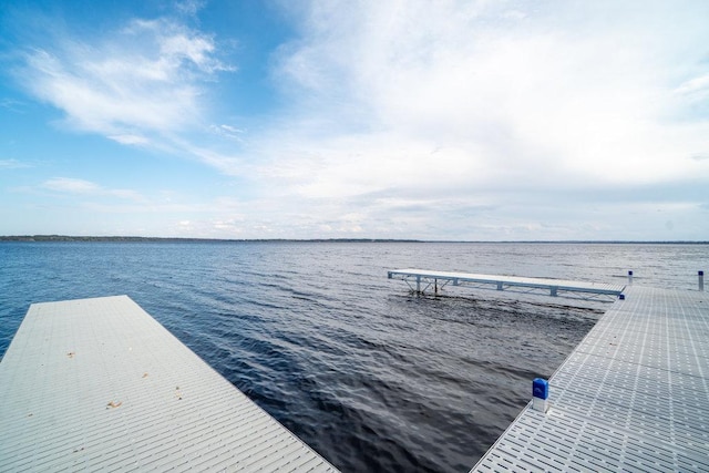 dock area featuring a water view
