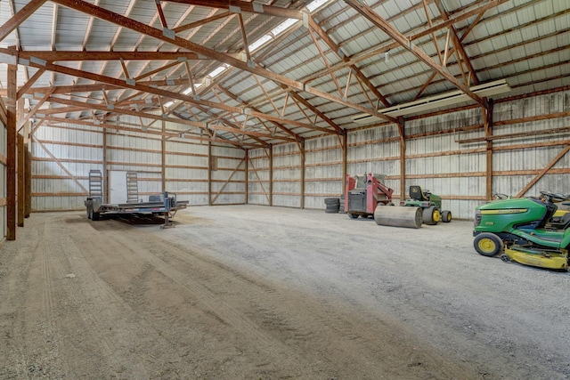 garage with metal wall