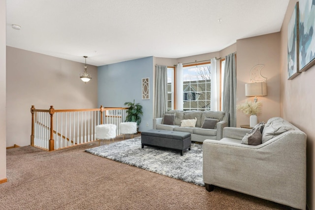 living room with carpet flooring