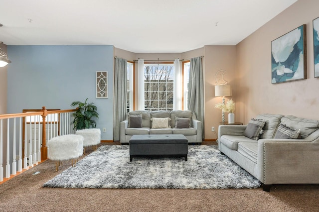 living room featuring carpet floors