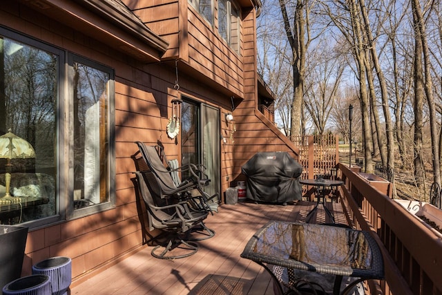 deck featuring grilling area