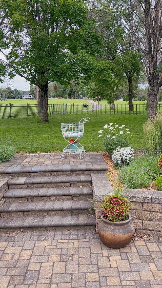 view of yard with a patio and fence private yard