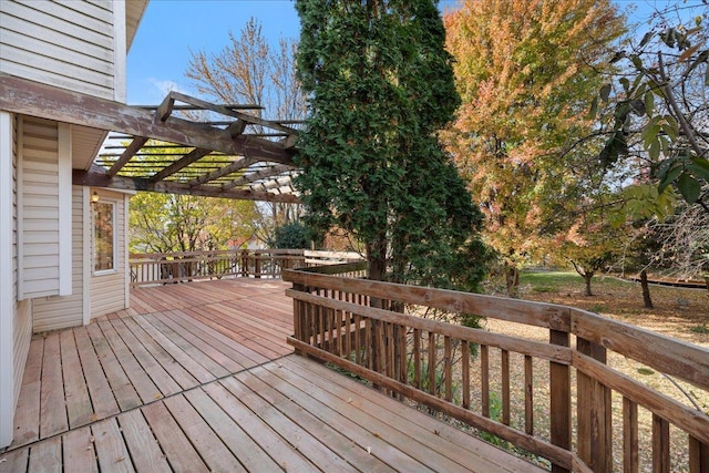 wooden terrace with a pergola