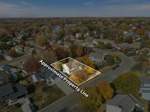 aerial view with a residential view