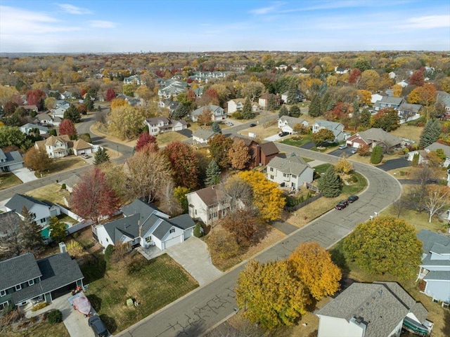 birds eye view of property with a residential view