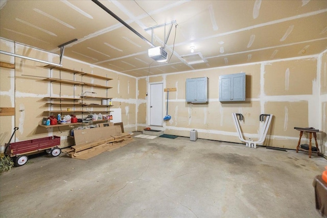 garage with a garage door opener