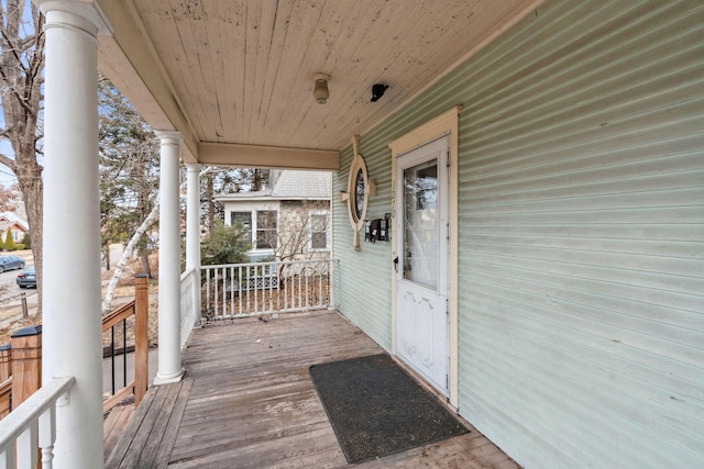 deck with covered porch