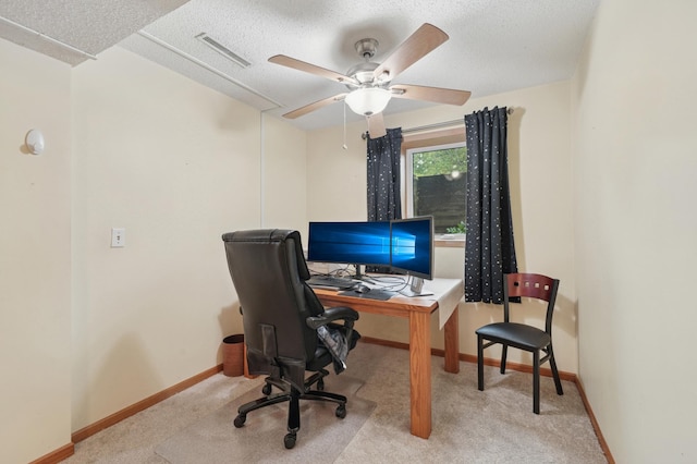 8527 10th Ave S, Bloomington, MN 55420 - carpeted home office featuring a ceiling fan and a textured ceiling
