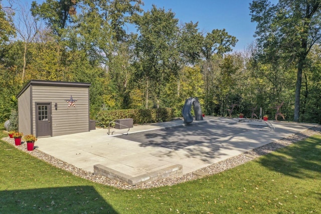 view of patio with an outdoor structure