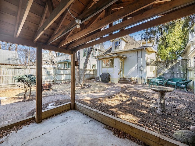 view of patio featuring fence private yard