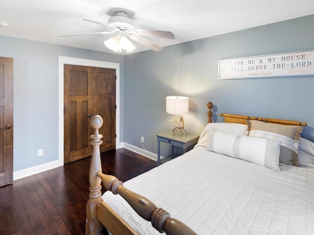 1757 Sandbar Cir, Waconia, MN 55387 - bedroom featuring baseboards, hardwood / wood-style floors, and a ceiling fan