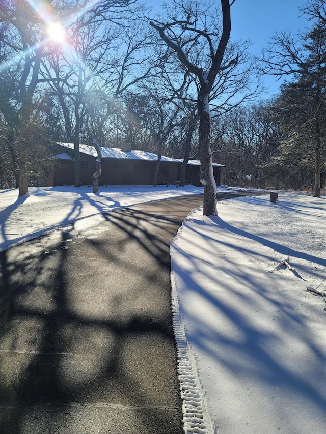 view of yard covered in snow