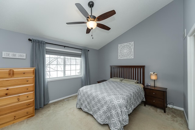 1868 Tiffany Cove Ln SW, Rochester, MN 55902 - bedroom featuring light carpet, lofted ceiling, baseboards, and ceiling fan