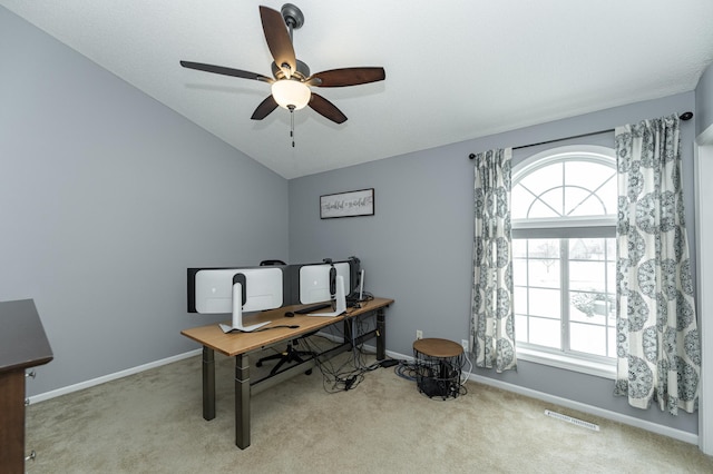 1868 Tiffany Cove Ln SW, Rochester, MN 55902 - carpeted office featuring plenty of natural light, ceiling fan, baseboards, and vaulted ceiling