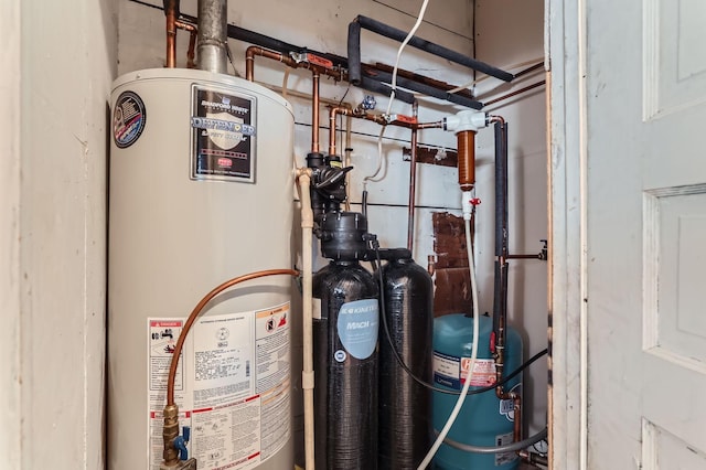 utility room featuring water heater