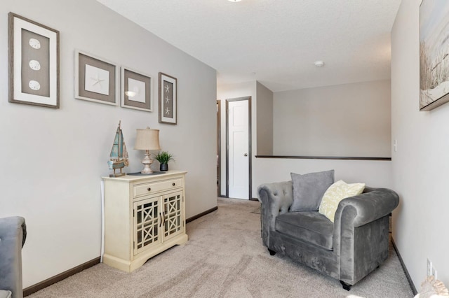 sitting room with carpet floors and baseboards