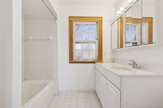 2148 Delaware Ave, Sunfish Lake, MN 55118 - full bathroom featuring vanity, tile patterned flooring, baseboards, and bathtub / shower combination