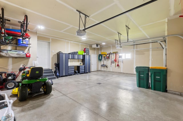 garage with a garage door opener