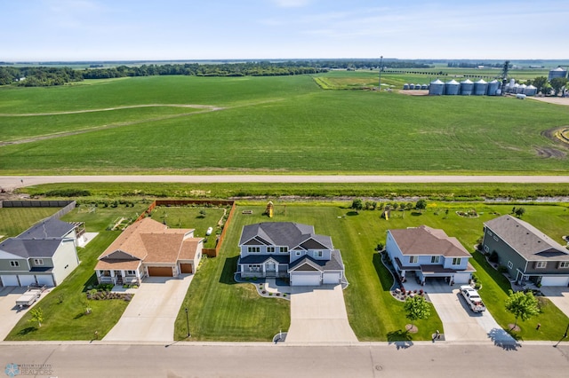 aerial view featuring a residential view and a rural view