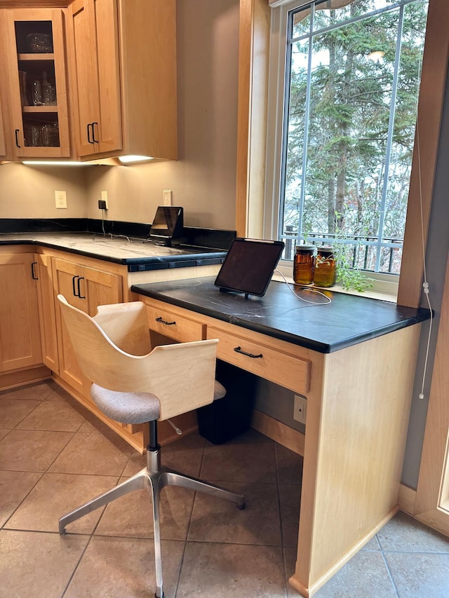 office space featuring light tile patterned floors