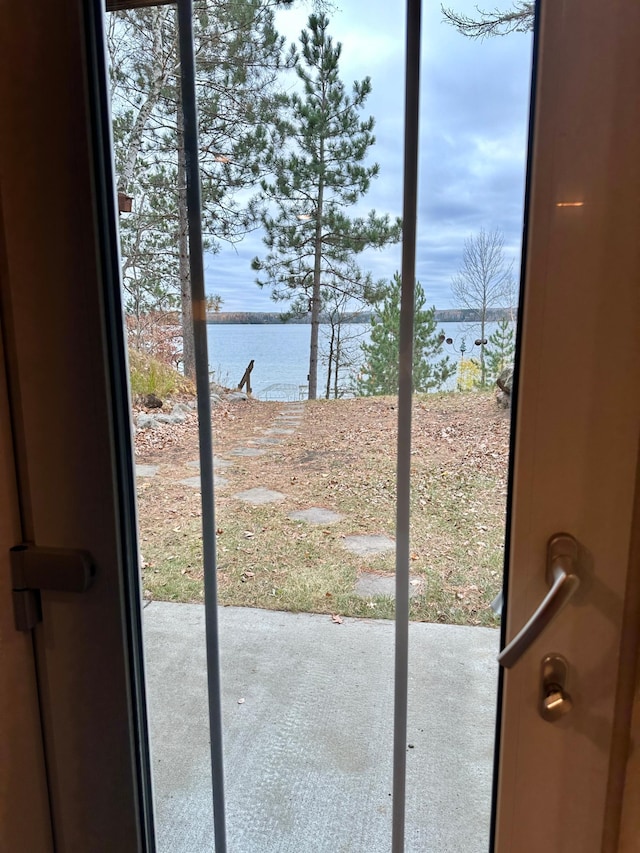 doorway with a water view