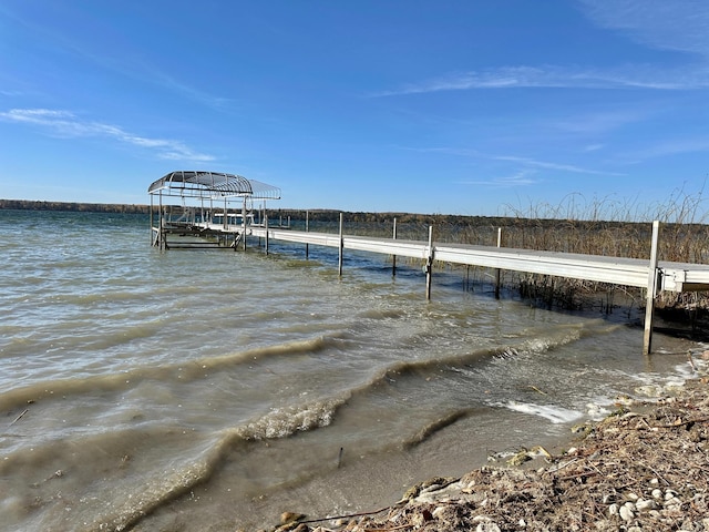 view of dock featuring a water view