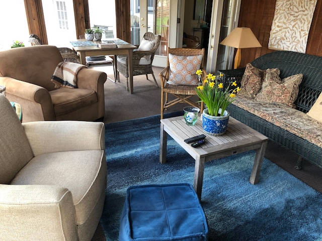 living room featuring carpet floors