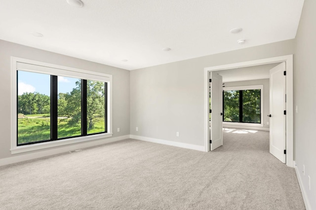 carpeted spare room with baseboards and a healthy amount of sunlight