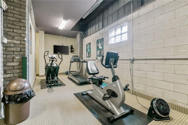 exercise room featuring carpet floors