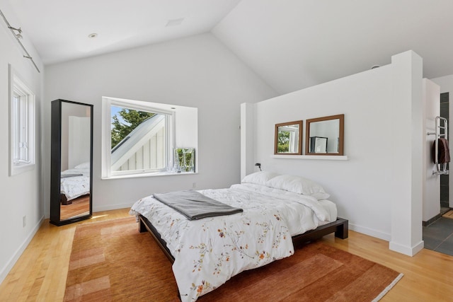 2049 Broadway St, Marine On Saint Croix, MN 55047 - bedroom featuring light wood-style floors and vaulted ceiling