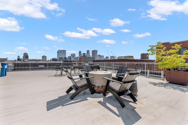 view of patio / terrace with a city view