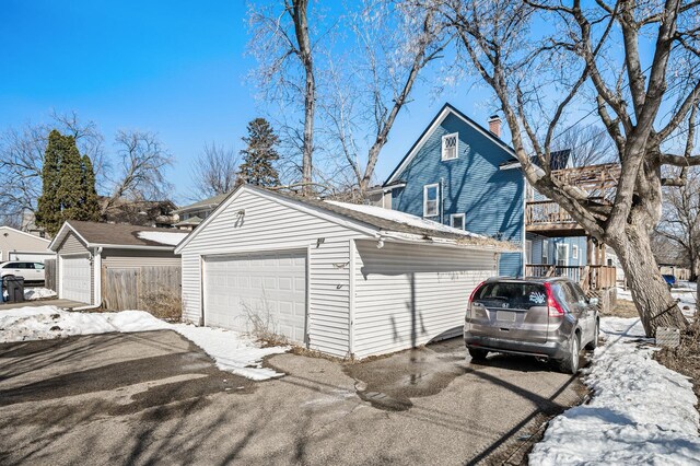 view of snow covered garage