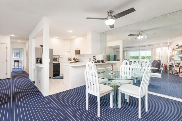 5430 Three Points Blvd Unit 131, Mound, MN 55364 - dining area featuring a ceiling fan, light carpet, and recessed lighting