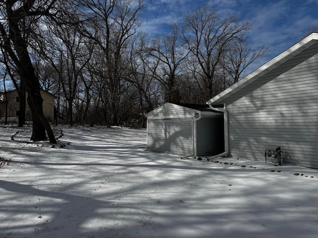 view of snow covered deck