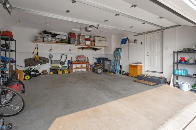 garage with a garage door opener