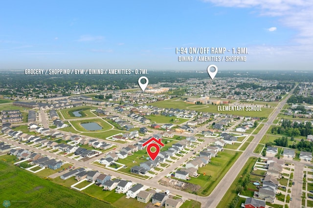 bird's eye view with a residential view