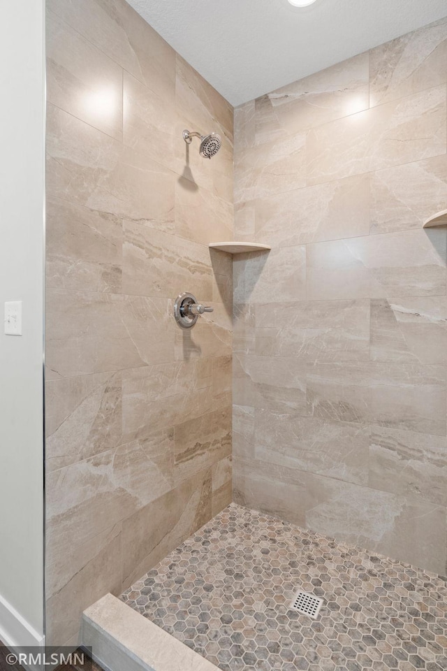 bathroom with a tile shower