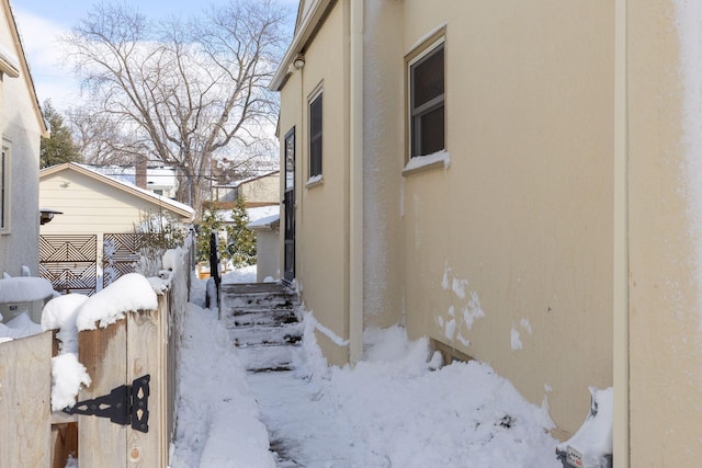 view of snow covered exterior