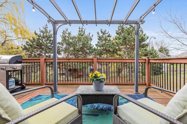 wooden terrace featuring outdoor lounge area
