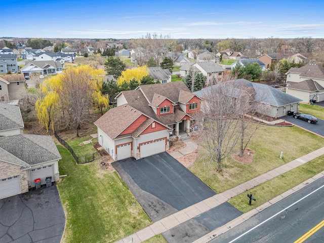 bird's eye view with a residential view