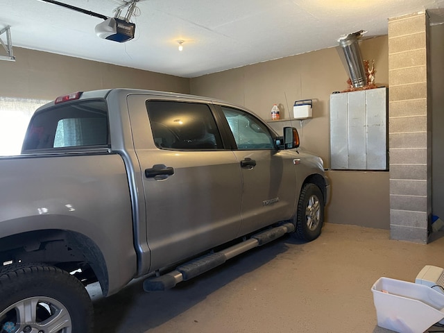 garage with a garage door opener