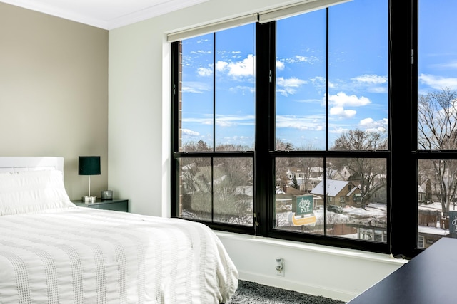 bedroom featuring crown molding