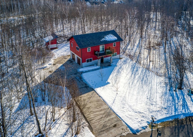 view of snowy aerial view