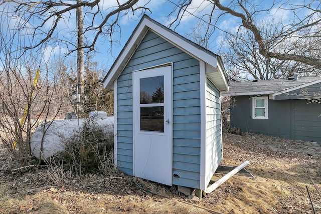 view of shed with heating fuel