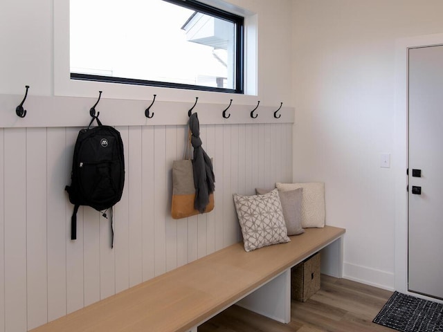 mudroom featuring light wood-style flooring