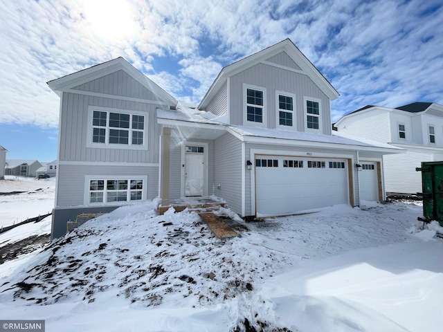 view of front of house with a garage and board and batten siding