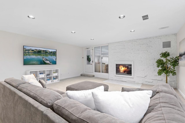 1345 Fairlawn Way, Golden Valley, MN 55416 - living area with a glass covered fireplace, recessed lighting, baseboards, and light carpet