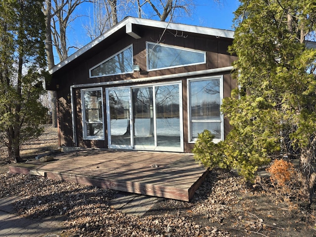 exterior space featuring a wooden deck