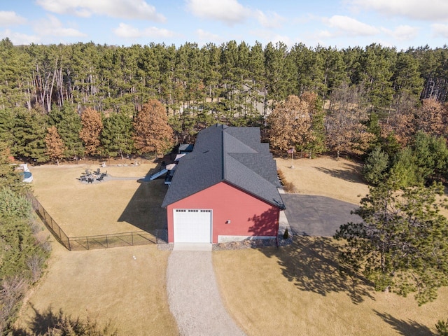 aerial view with a wooded view